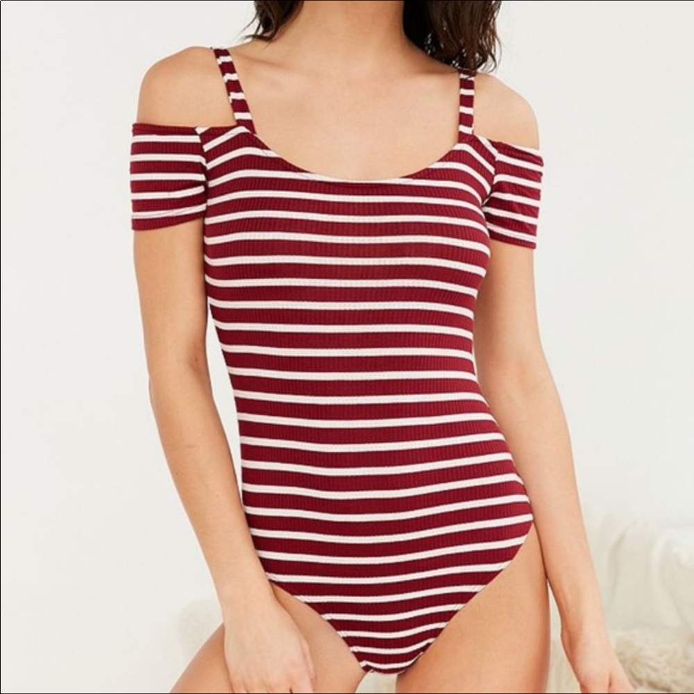 Urban Outfitters cold-shoulder striped bodysuit